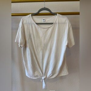 Old navy Women’s ivory off white short sleeve shirt with tie bow waist, large